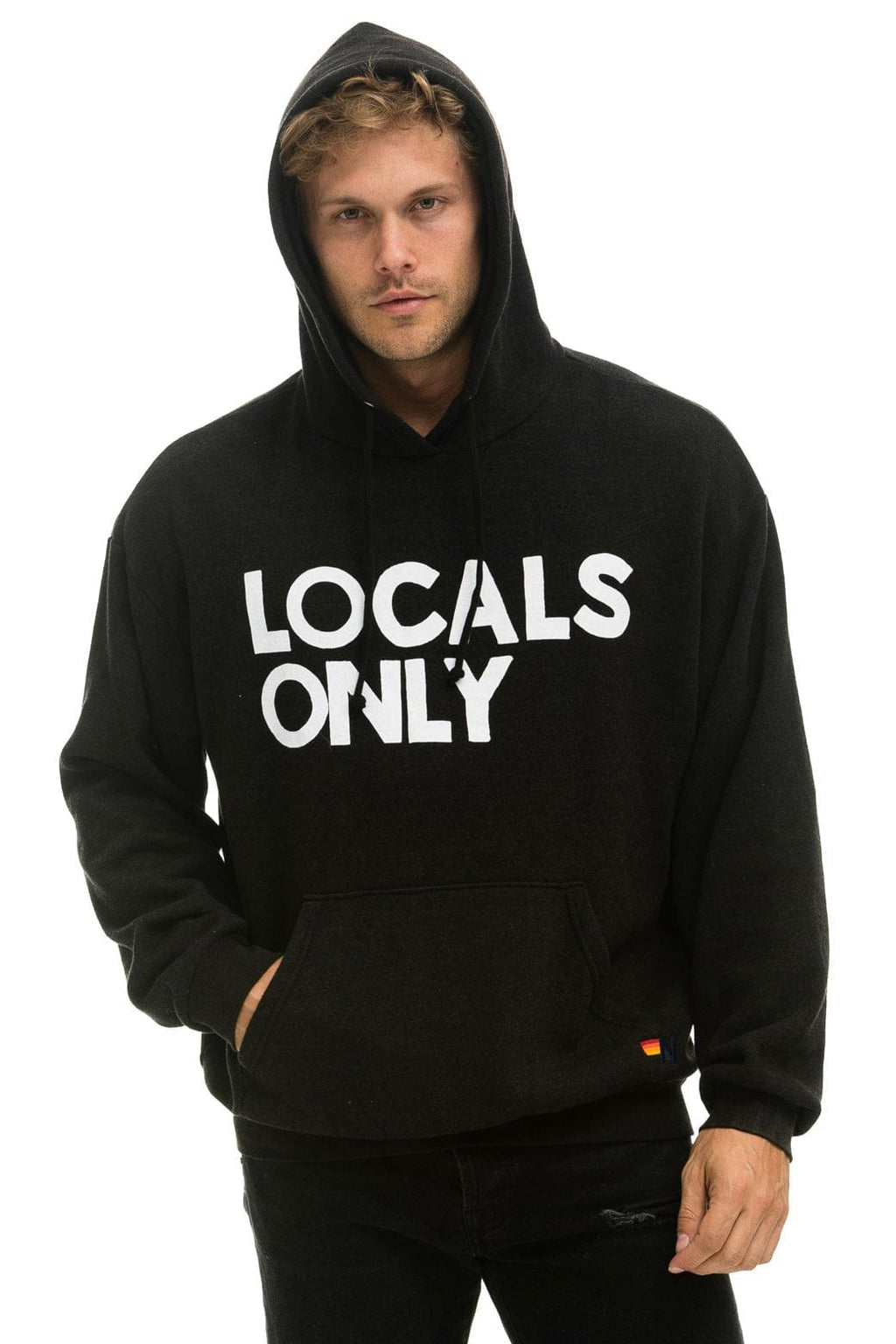 Classic LOCALS ONLY RELAXED PULLOVER HOODIE - BLACK