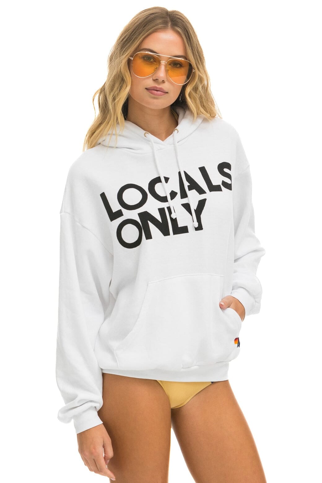 Classic LOCALS ONLY RELAXED PULLOVER HOODIE - WHITE
