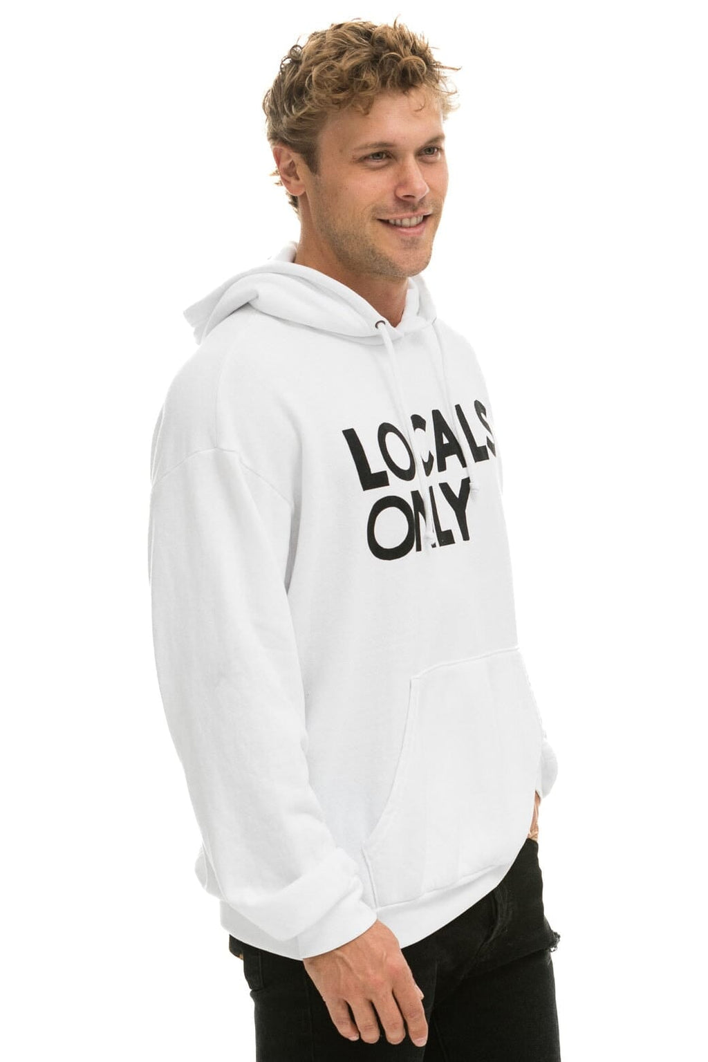 Classic LOCALS ONLY RELAXED PULLOVER HOODIE - WHITE