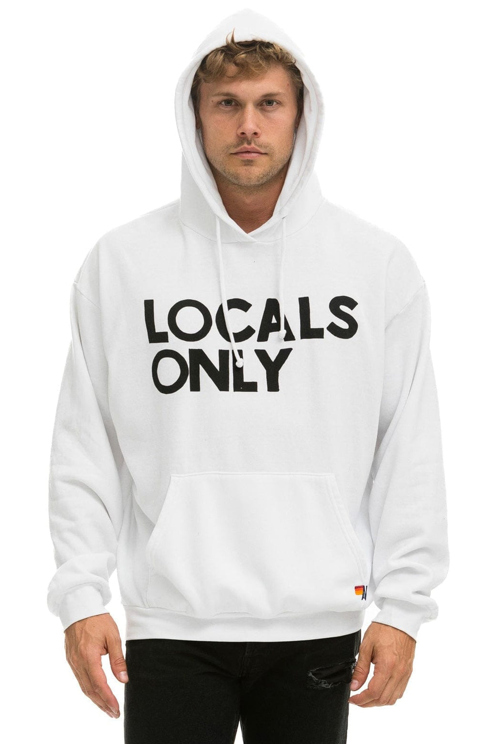 Classic LOCALS ONLY RELAXED PULLOVER HOODIE - WHITE