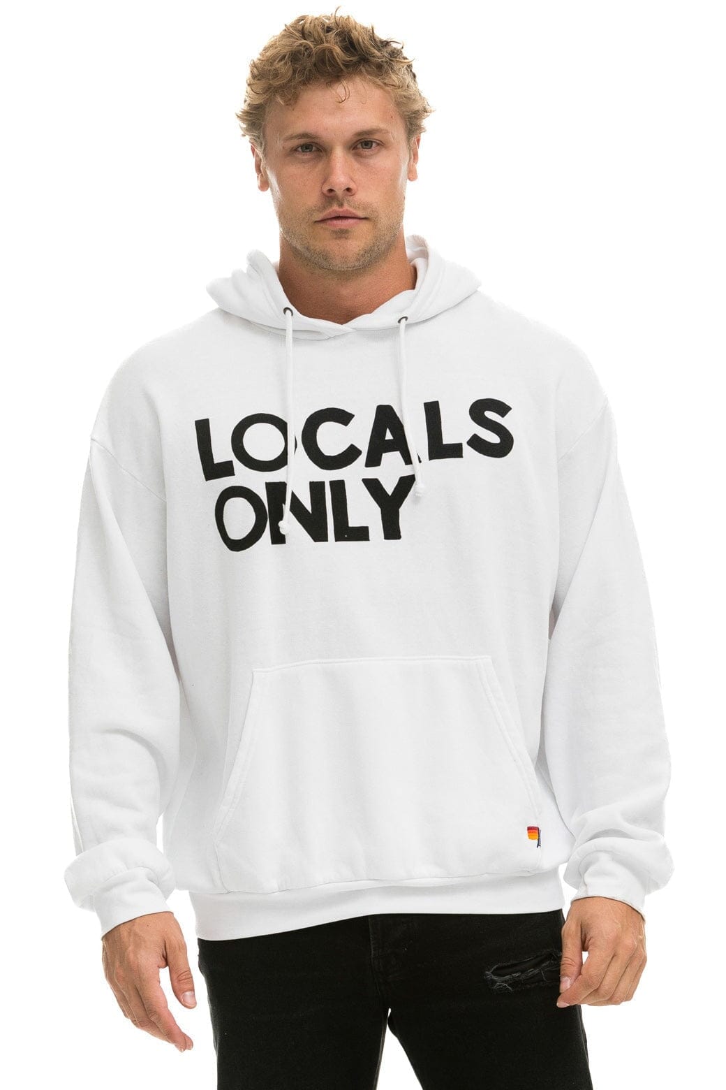 Classic LOCALS ONLY RELAXED PULLOVER HOODIE - WHITE