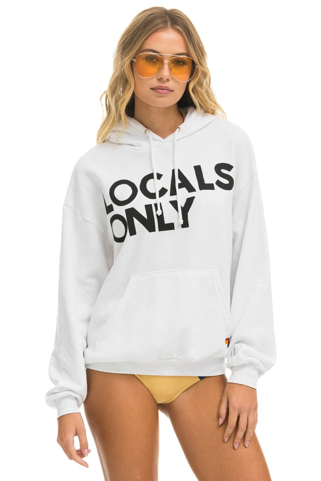 Classic LOCALS ONLY RELAXED PULLOVER HOODIE - WHITE