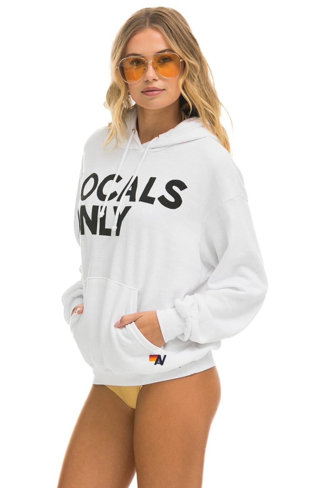 Classic LOCALS ONLY RELAXED PULLOVER HOODIE - WHITE