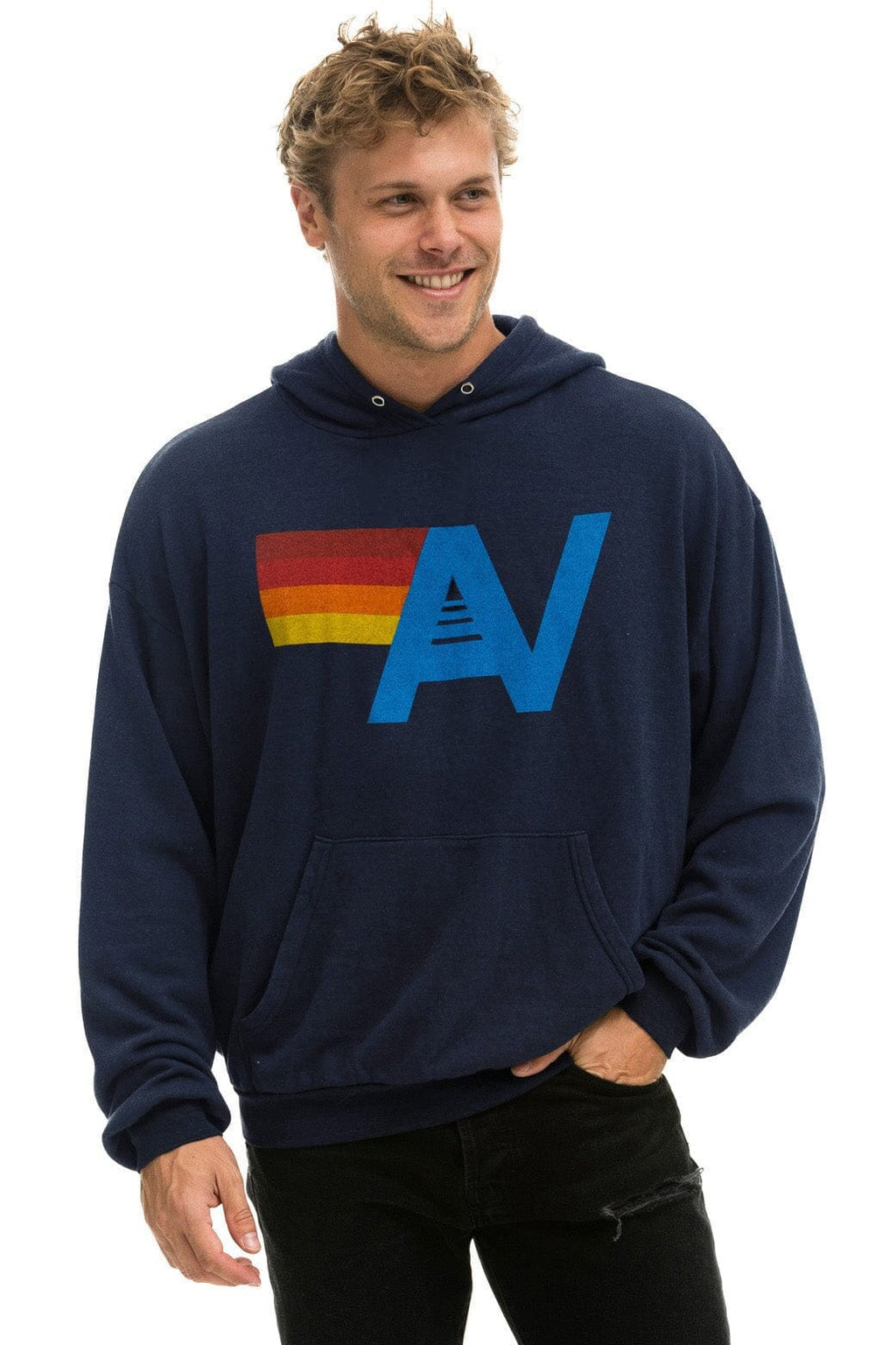 Classic LOGO PULLOVER RELAXED HOODIE - NAVY