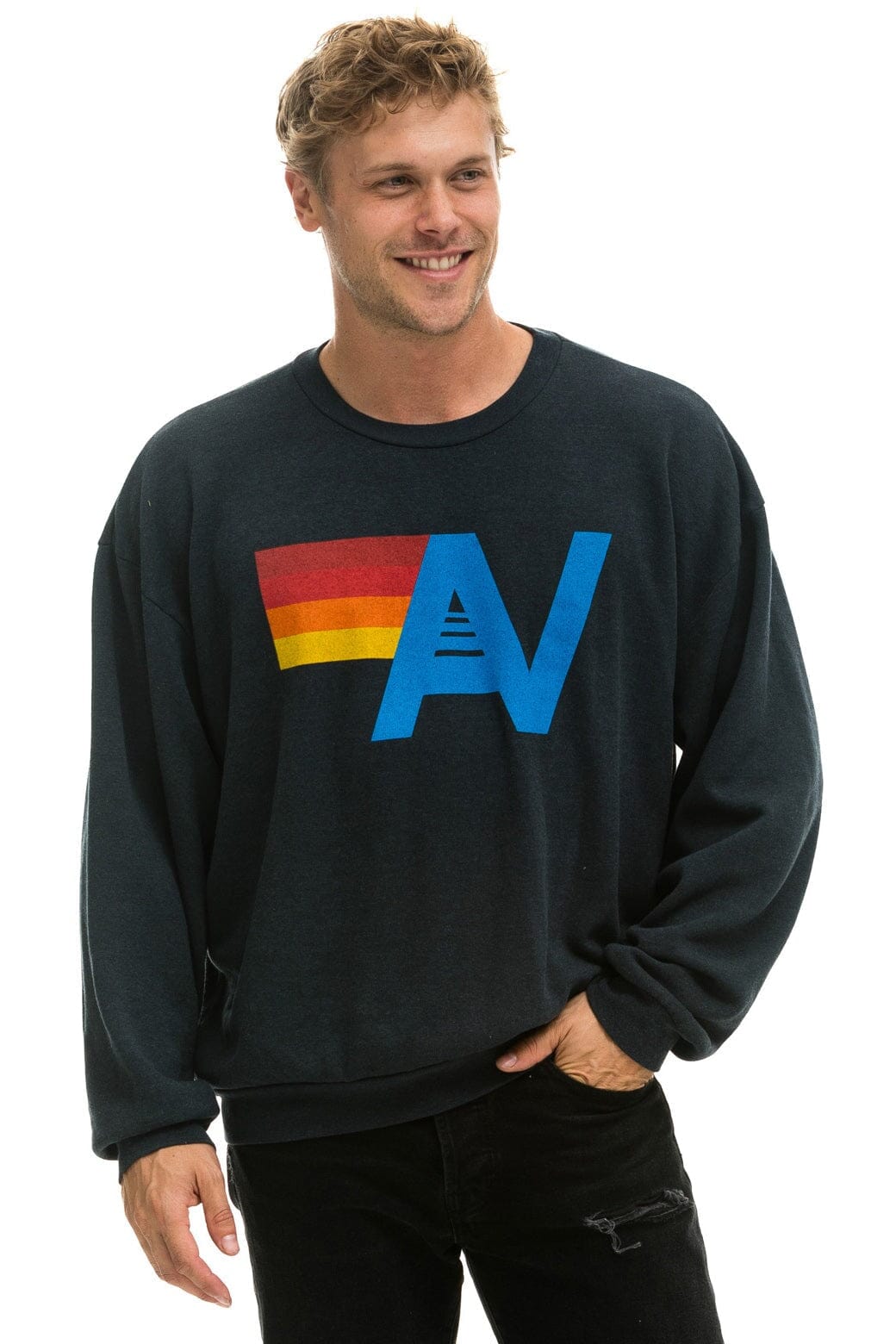 Classic LOGO RELAXED CREW SWEATSHIRT - CHARCOAL