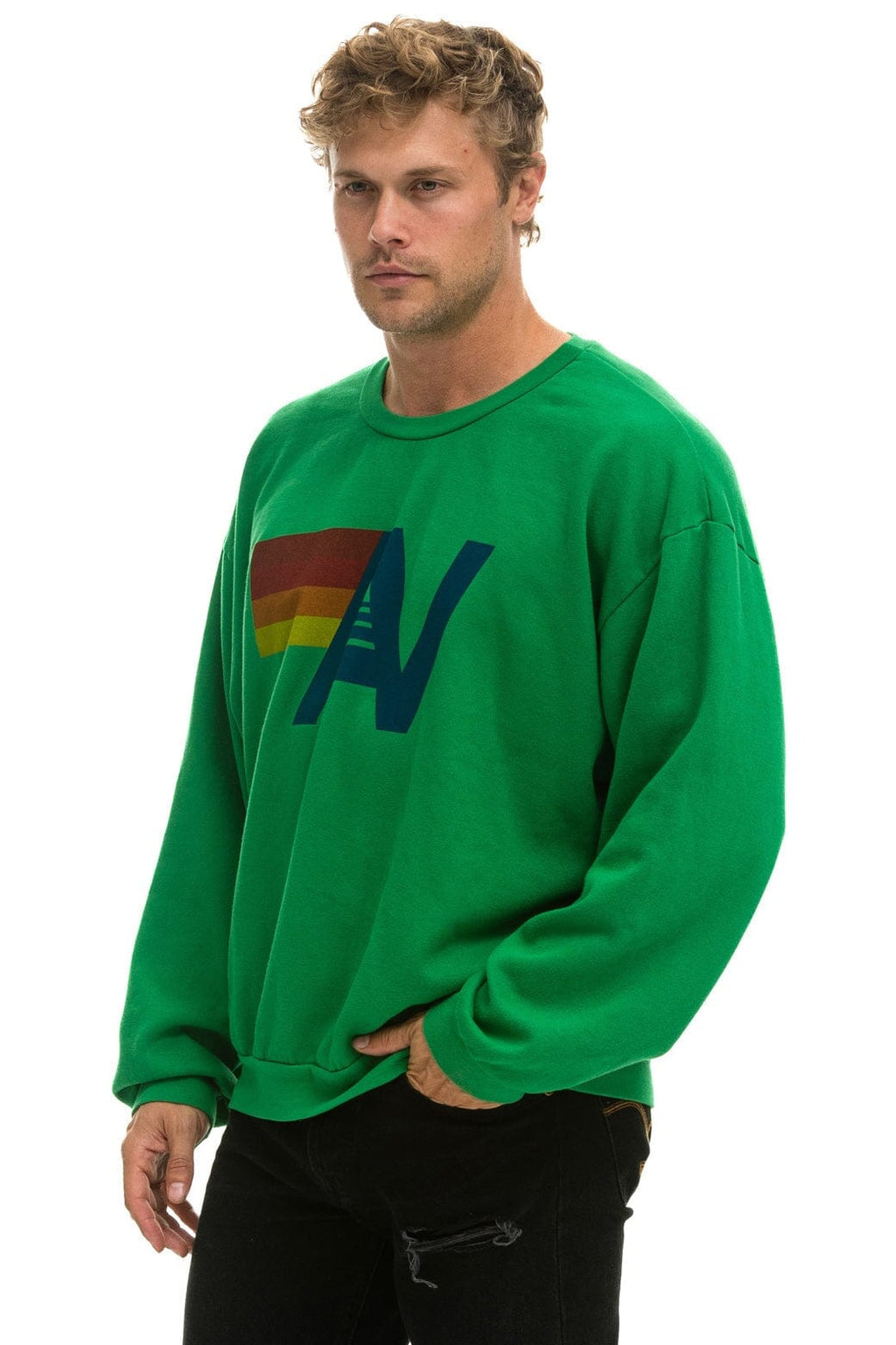 Classic LOGO RELAXED CREW SWEATSHIRT - KELLY GREEN
