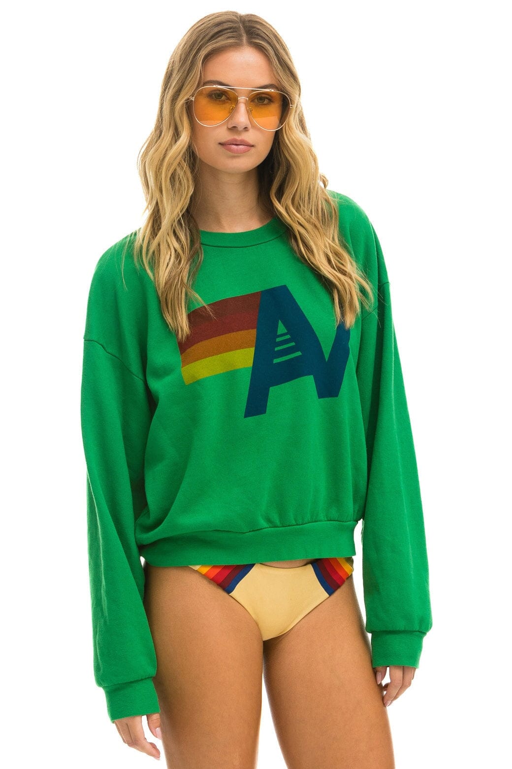 Classic LOGO RELAXED CREW SWEATSHIRT - KELLY GREEN
