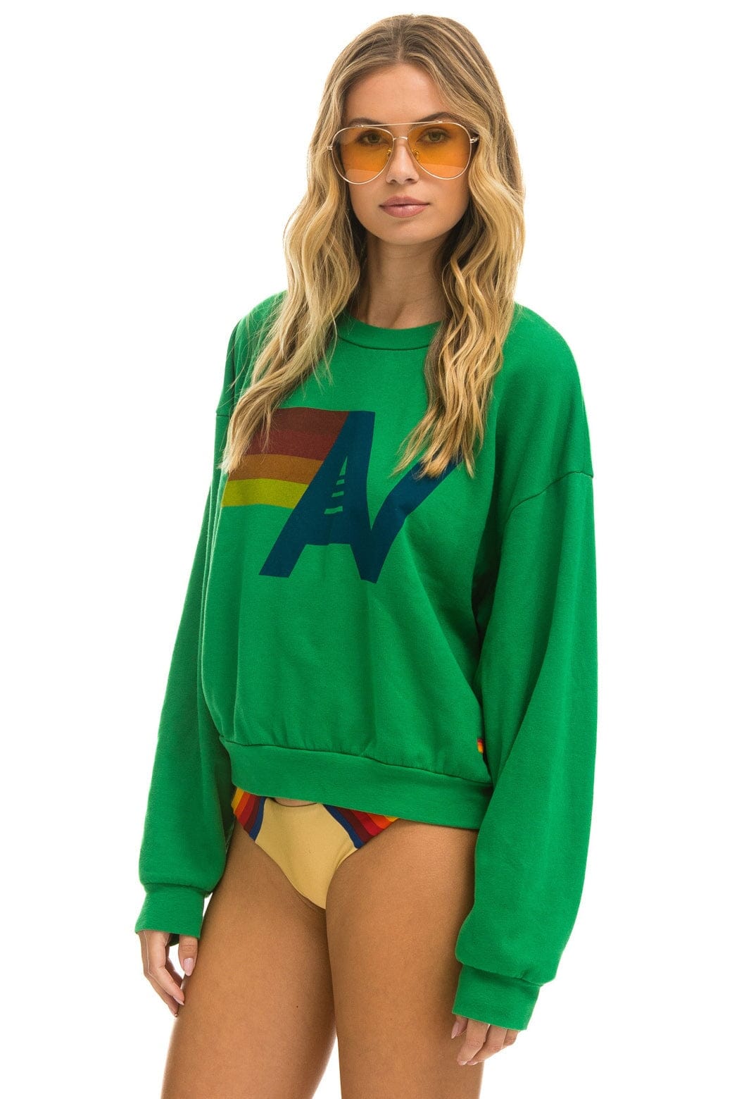 Classic LOGO RELAXED CREW SWEATSHIRT - KELLY GREEN