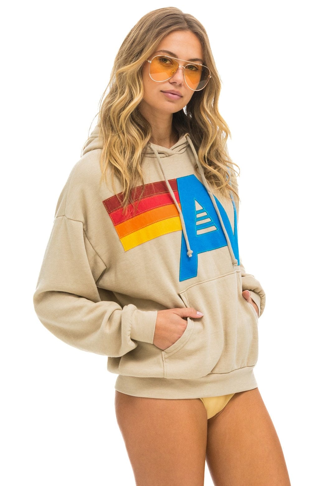 Classic LOGO STITCH PULLOVER RELAXED HOODIE - SAND