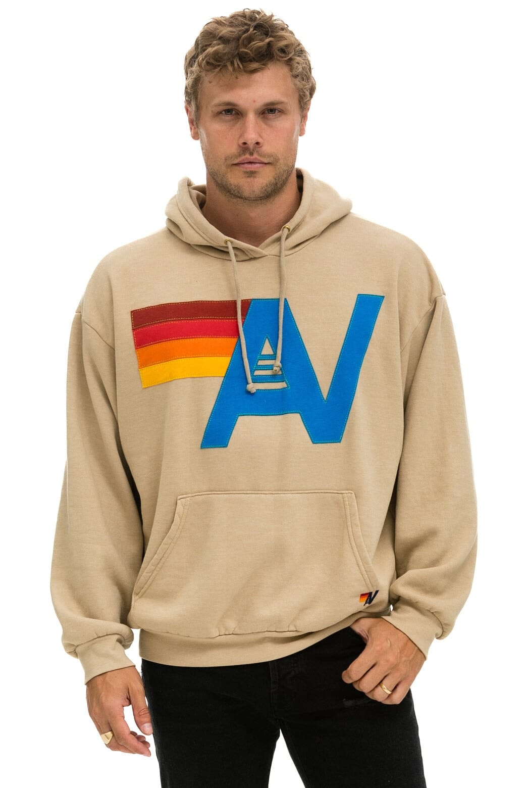 Classic LOGO STITCH PULLOVER RELAXED HOODIE - SAND