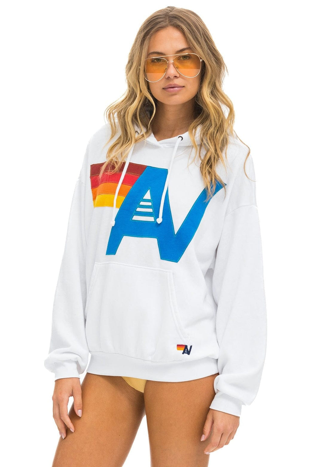 Classic LOGO STITCH PULLOVER RELAXED HOODIE - WHITE