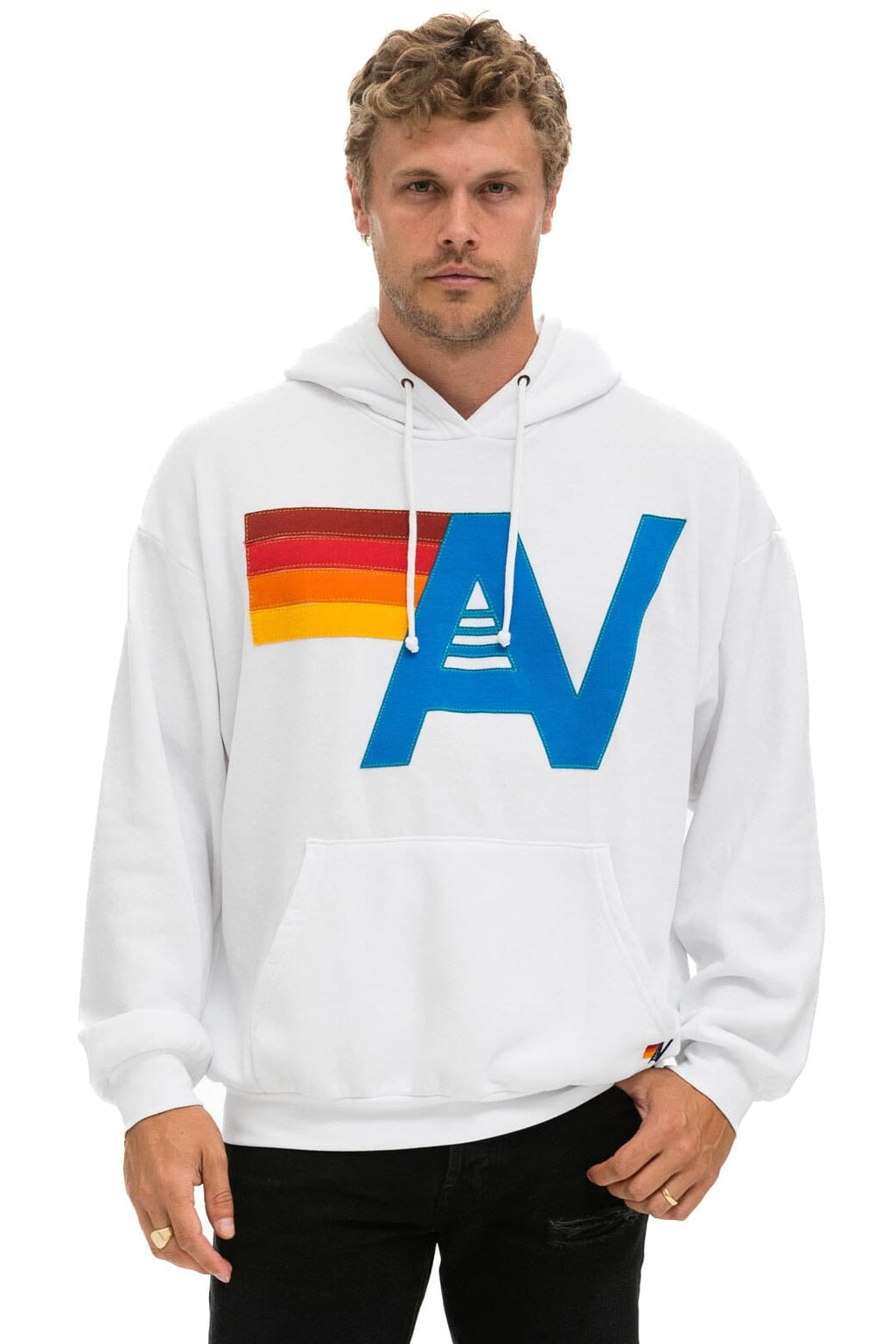 Classic LOGO STITCH PULLOVER RELAXED HOODIE - WHITE