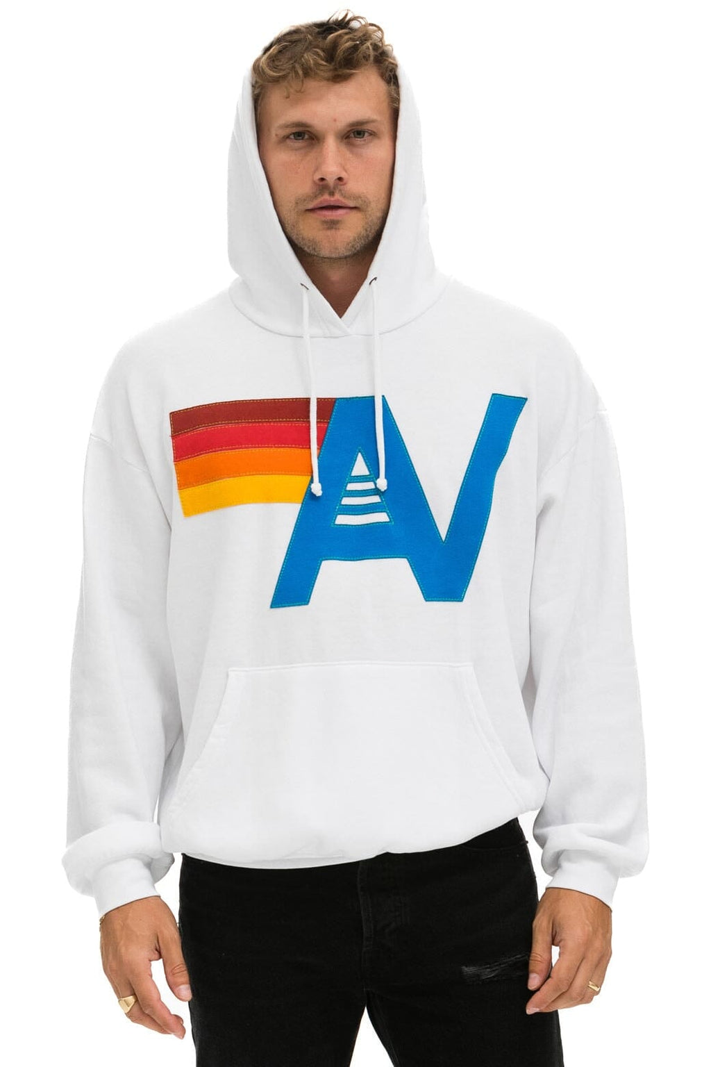Classic LOGO STITCH PULLOVER RELAXED HOODIE - WHITE