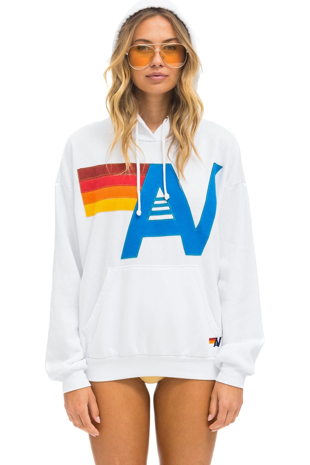 Classic LOGO STITCH PULLOVER RELAXED HOODIE - WHITE