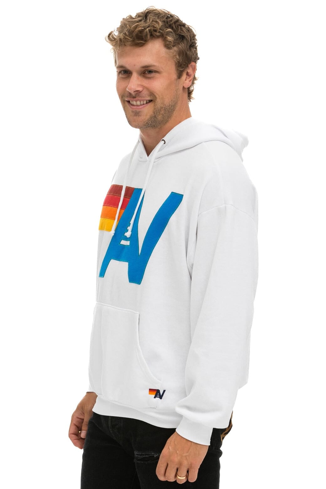 Classic LOGO STITCH PULLOVER RELAXED HOODIE - WHITE