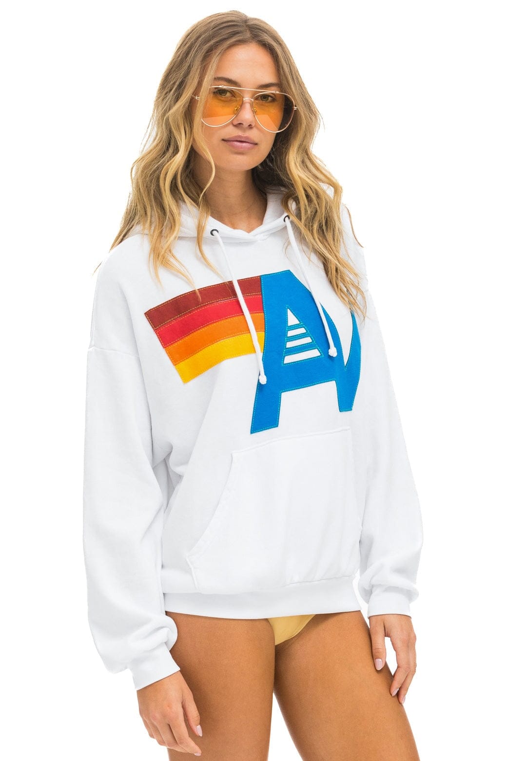 Classic LOGO STITCH PULLOVER RELAXED HOODIE - WHITE