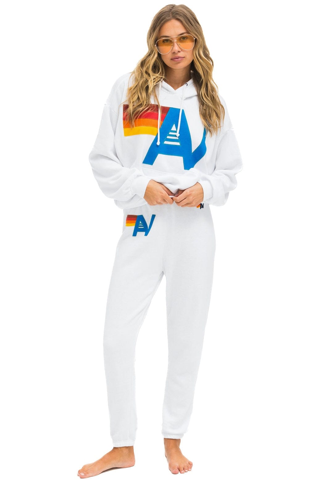 Classic LOGO STITCH PULLOVER RELAXED HOODIE - WHITE