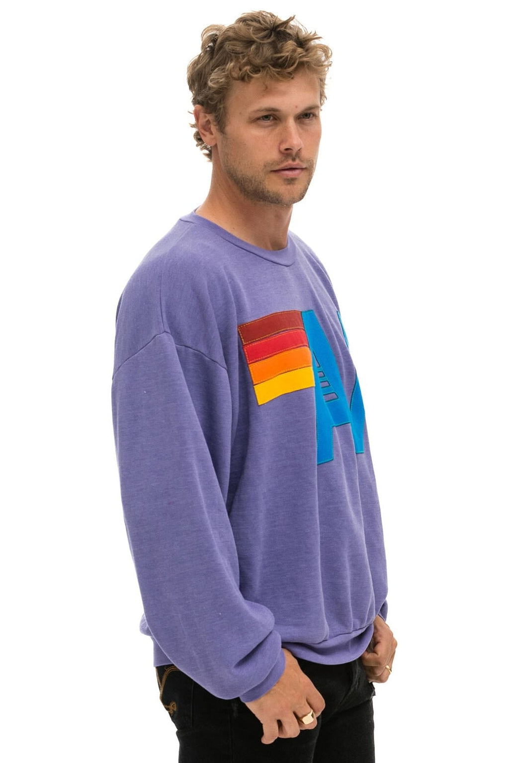 Classic LOGO STITCH RELAXED CREW SWEATSHIRT - LAVENDER