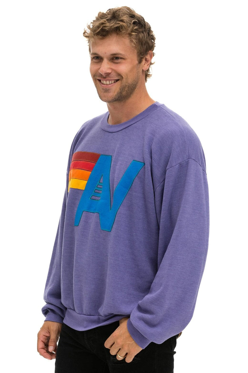Classic LOGO STITCH RELAXED CREW SWEATSHIRT - LAVENDER