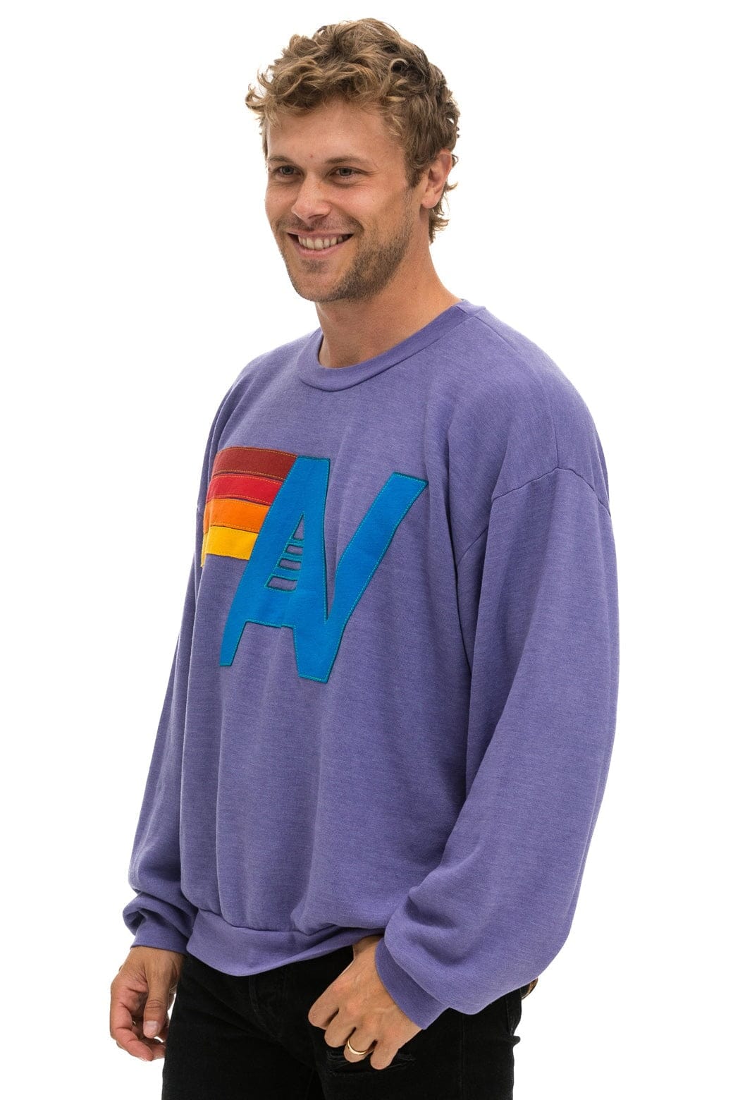 Classic LOGO STITCH RELAXED CREW SWEATSHIRT - LAVENDER