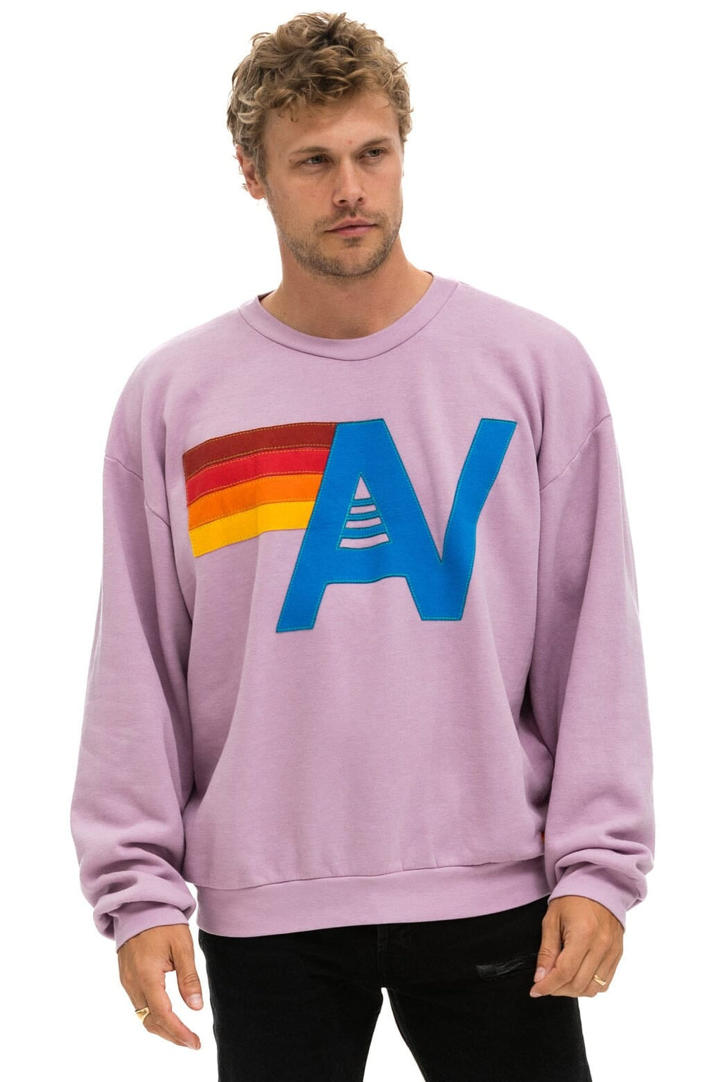 Classic LOGO STITCH RELAXED CREW SWEATSHIRT - MAUVE