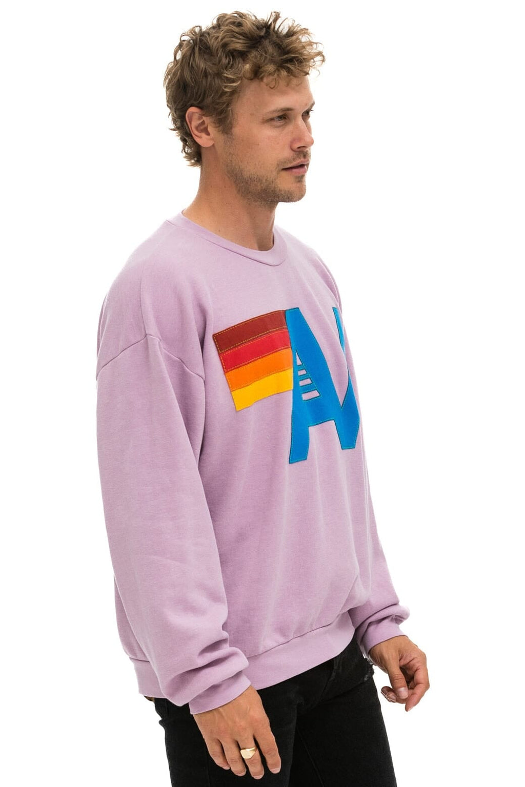 Classic LOGO STITCH RELAXED CREW SWEATSHIRT - MAUVE