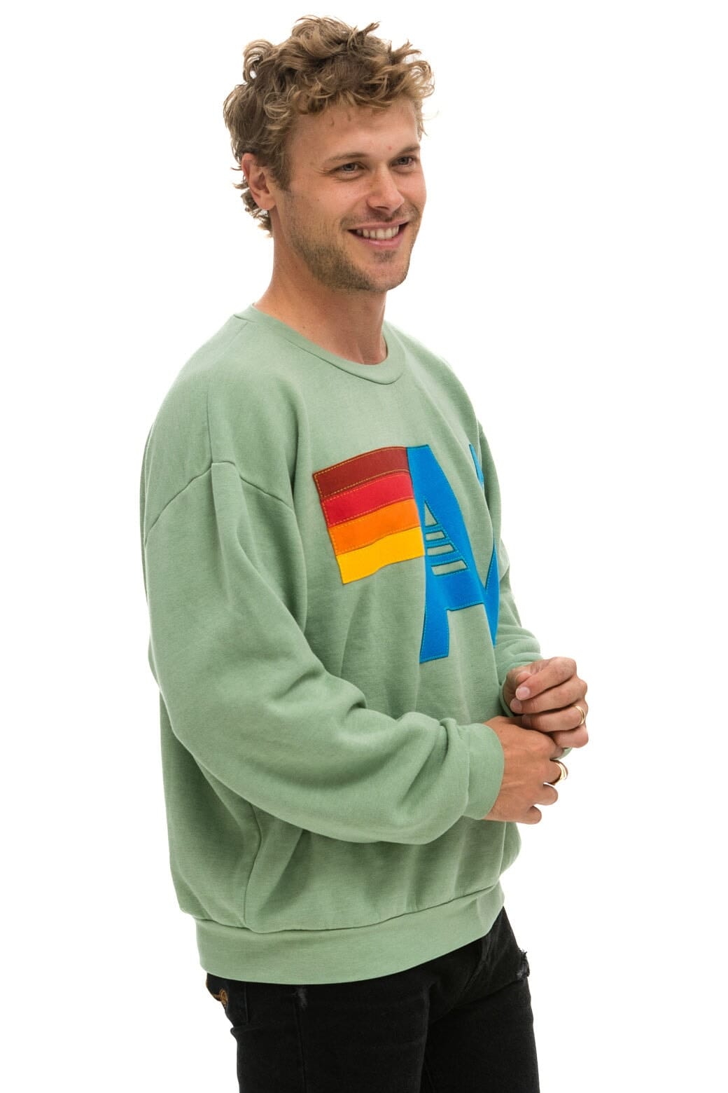Classic LOGO STITCH RELAXED CREW SWEATSHIRT - SAGE