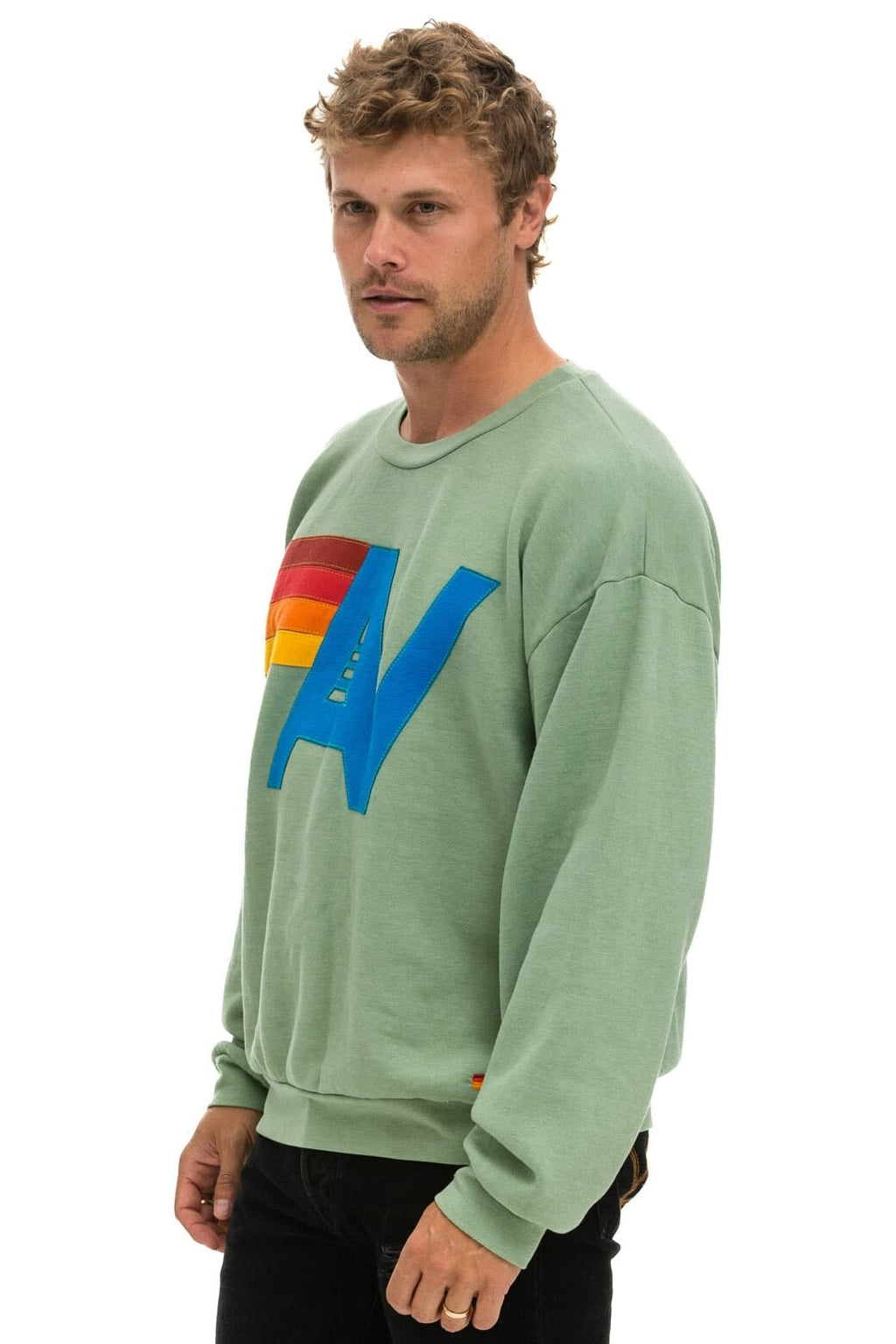 Classic LOGO STITCH RELAXED CREW SWEATSHIRT - SAGE
