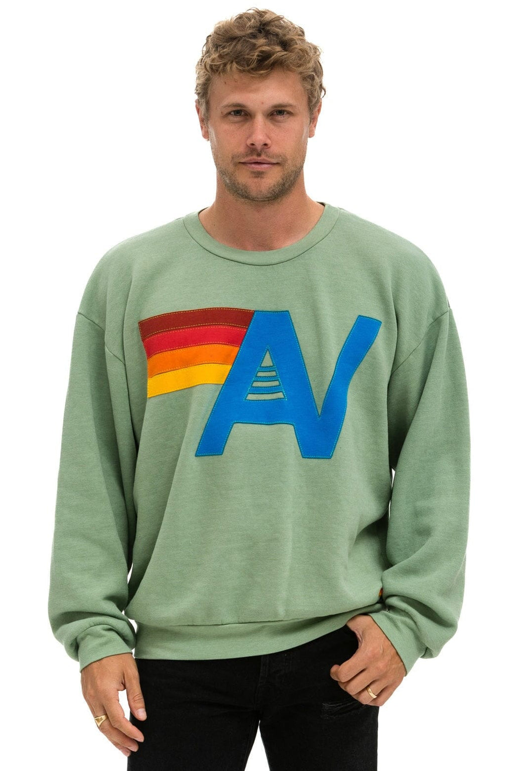 Classic LOGO STITCH RELAXED CREW SWEATSHIRT - SAGE