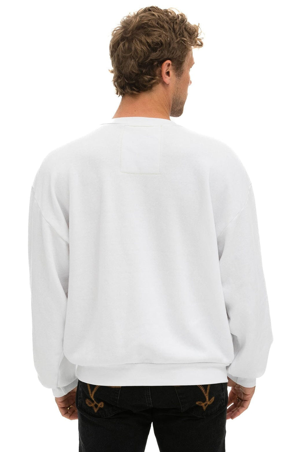 Classic LOGO STITCH RELAXED CREW SWEATSHIRT - WHITE