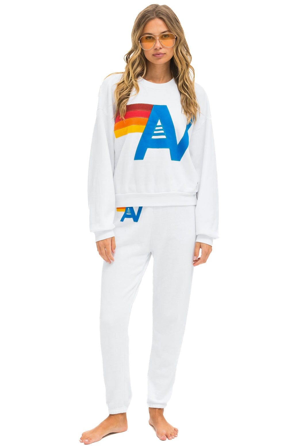 Classic LOGO STITCH RELAXED CREW SWEATSHIRT - WHITE
