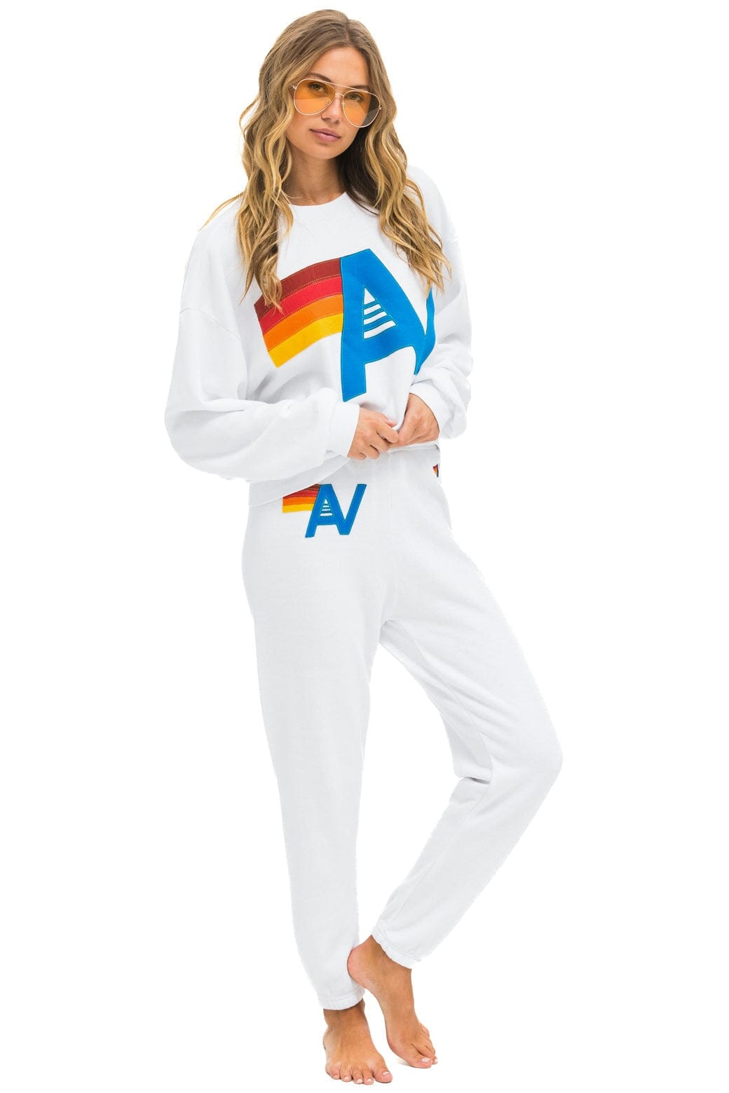 Classic LOGO STITCH RELAXED CREW SWEATSHIRT - WHITE