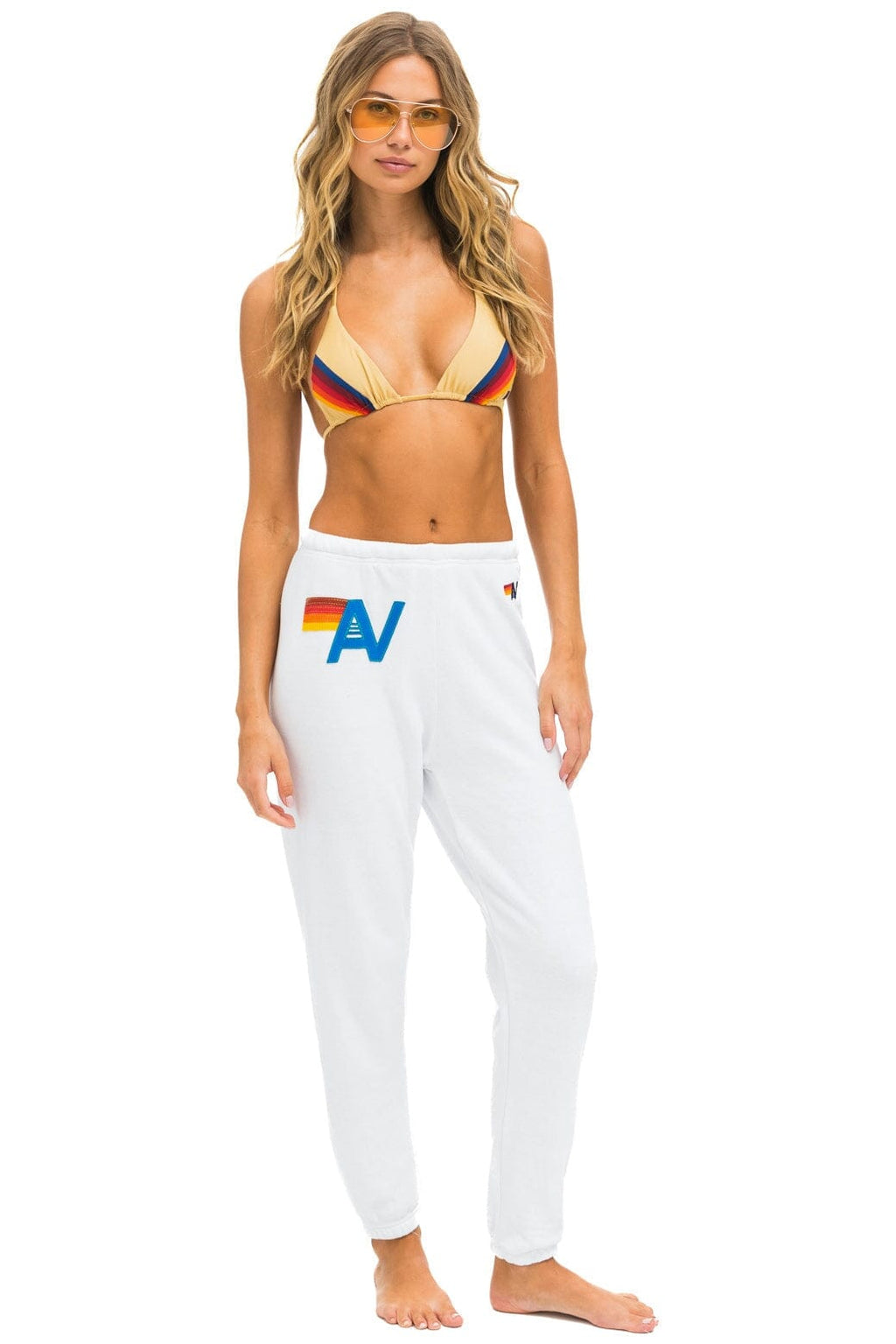 Classic LOGO STITCH SWEATPANTS - WHITE
