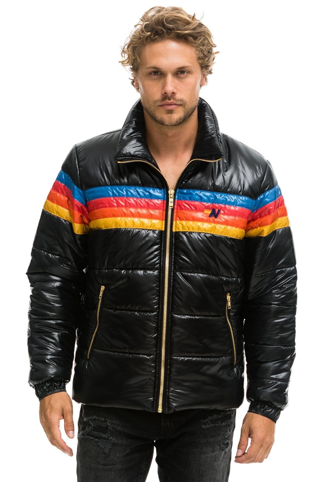 Classic 4 STRIPE LUXE TRAVELER JACKET - GLOSSY BLACK