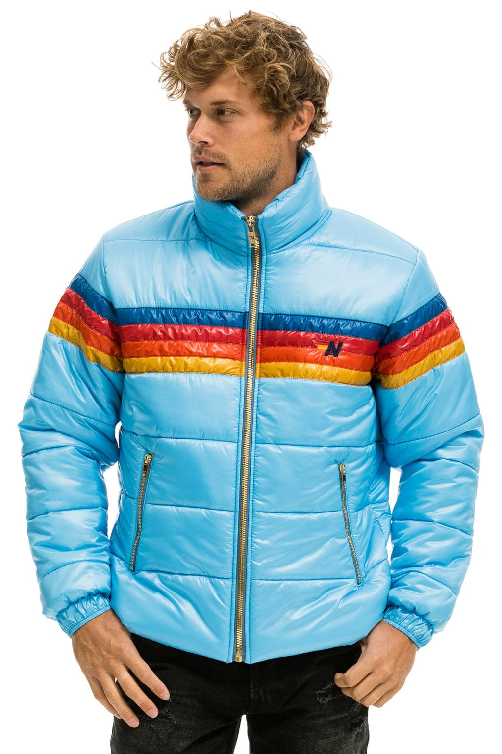 Classic 4 STRIPE LUXE TRAVELER JACKET - GLOSSY SKY