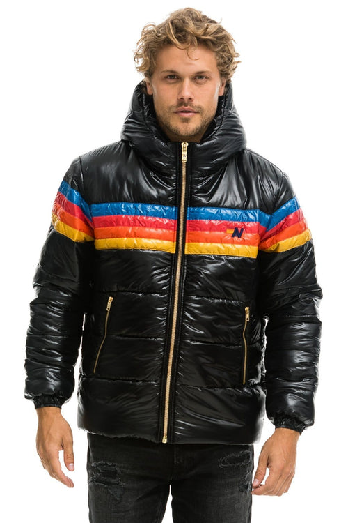 Classic 4 STRIPE LUXE TREKKER JACKET - GLOSSY BLACK