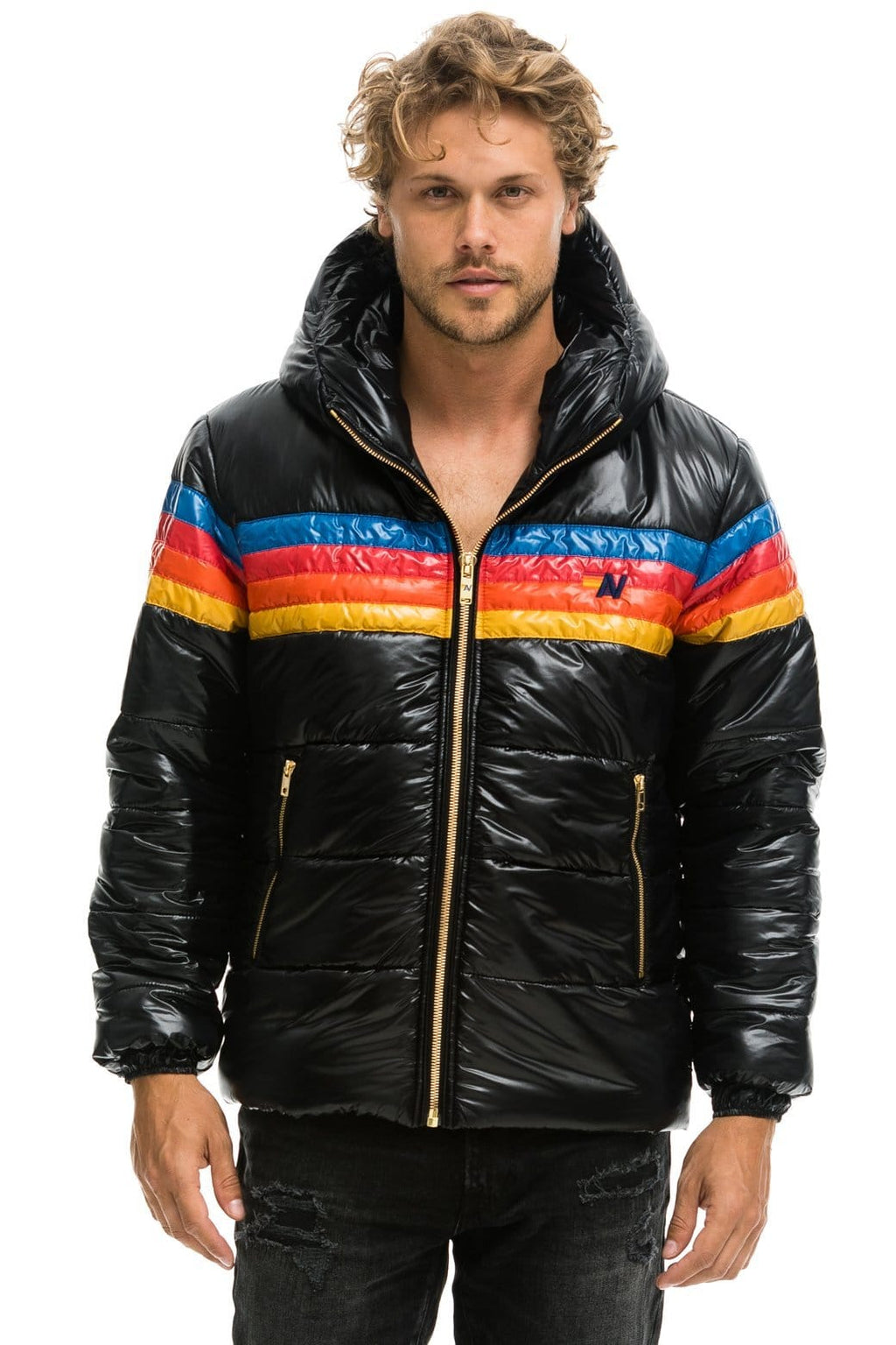 Classic 4 STRIPE LUXE TREKKER JACKET - GLOSSY BLACK