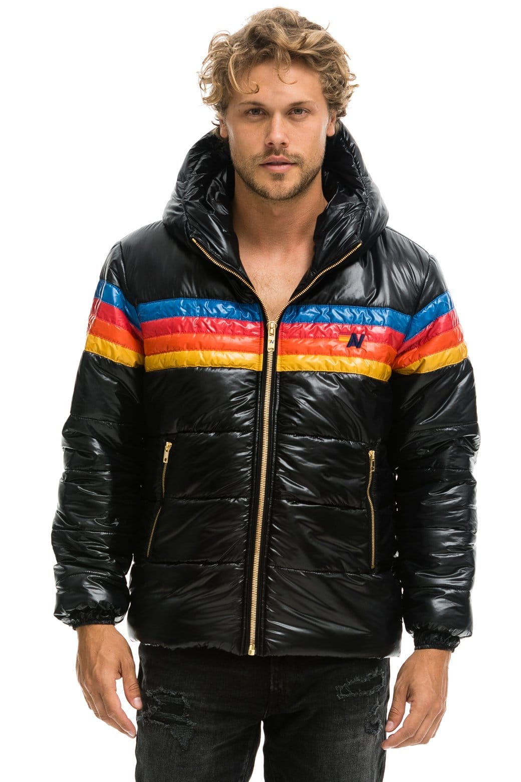 Classic 4 STRIPE LUXE TREKKER JACKET - GLOSSY BLACK
