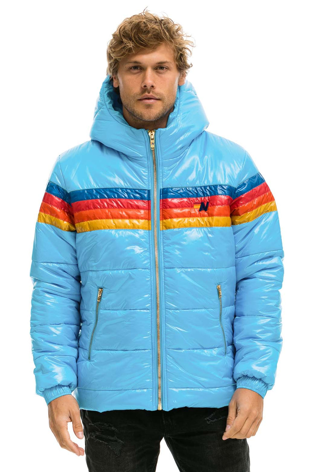Classic 4 STRIPE LUXE TREKKER JACKET - GLOSSY SKY