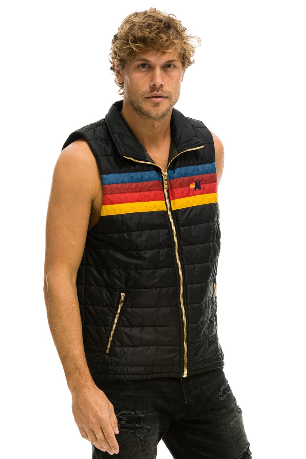 Classic MENS 4 STRIPE VEST - BLACK