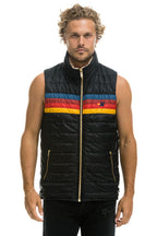 Classic MENS 4 STRIPE VEST SHERPA - BLACK