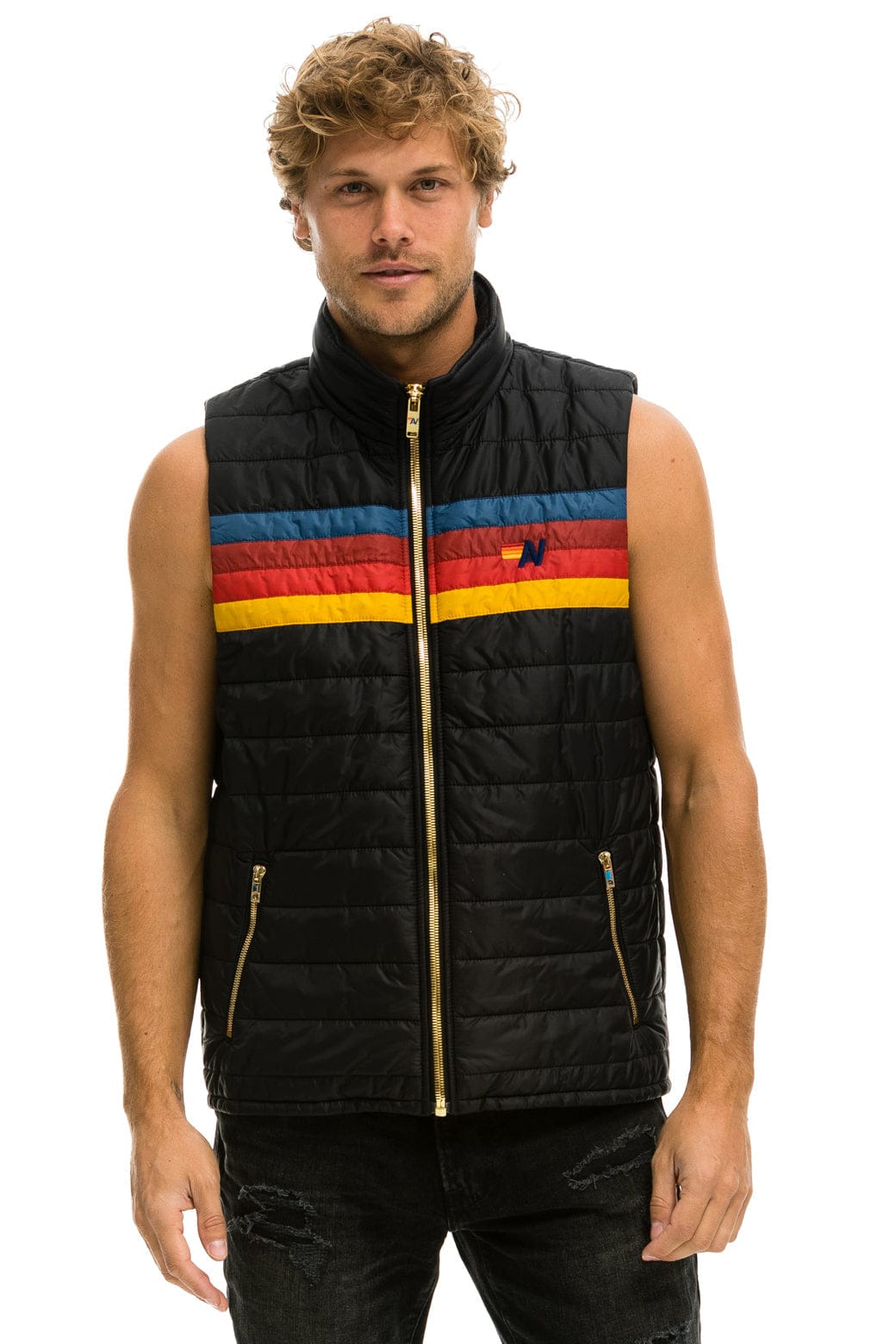 Classic MENS 4 STRIPE VEST - BLACK