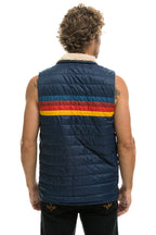 Classic MENS 4 STRIPE VEST SHERPA - NAVY