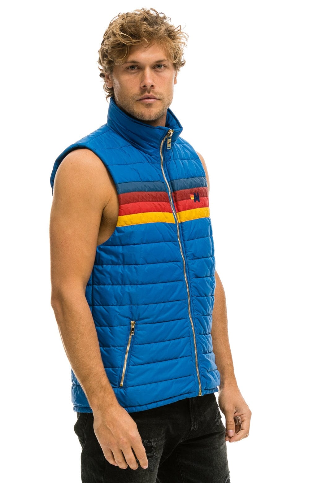 Classic MENS 4 STRIPE VEST - SNORKEL BLUE