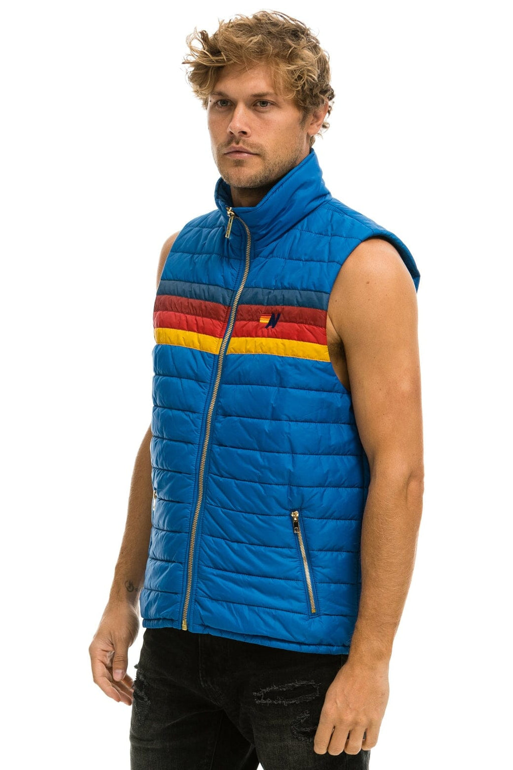 Classic MENS 4 STRIPE VEST - SNORKEL BLUE