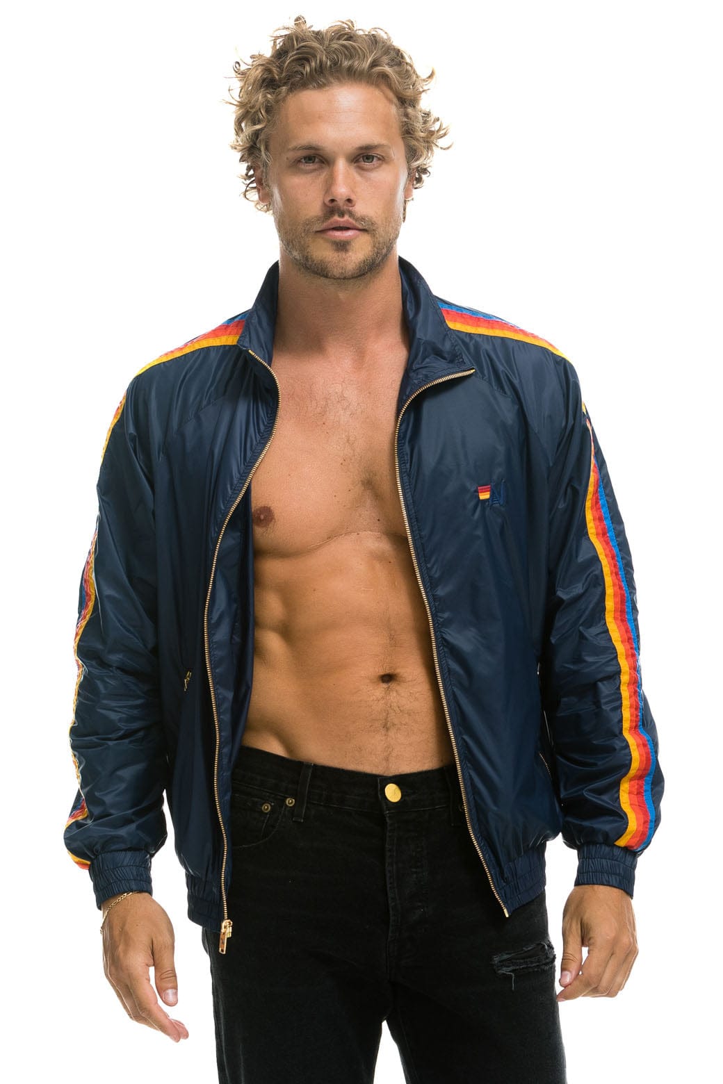 Classic MENS 4 STRIPE WINDBREAKER - NAVY
