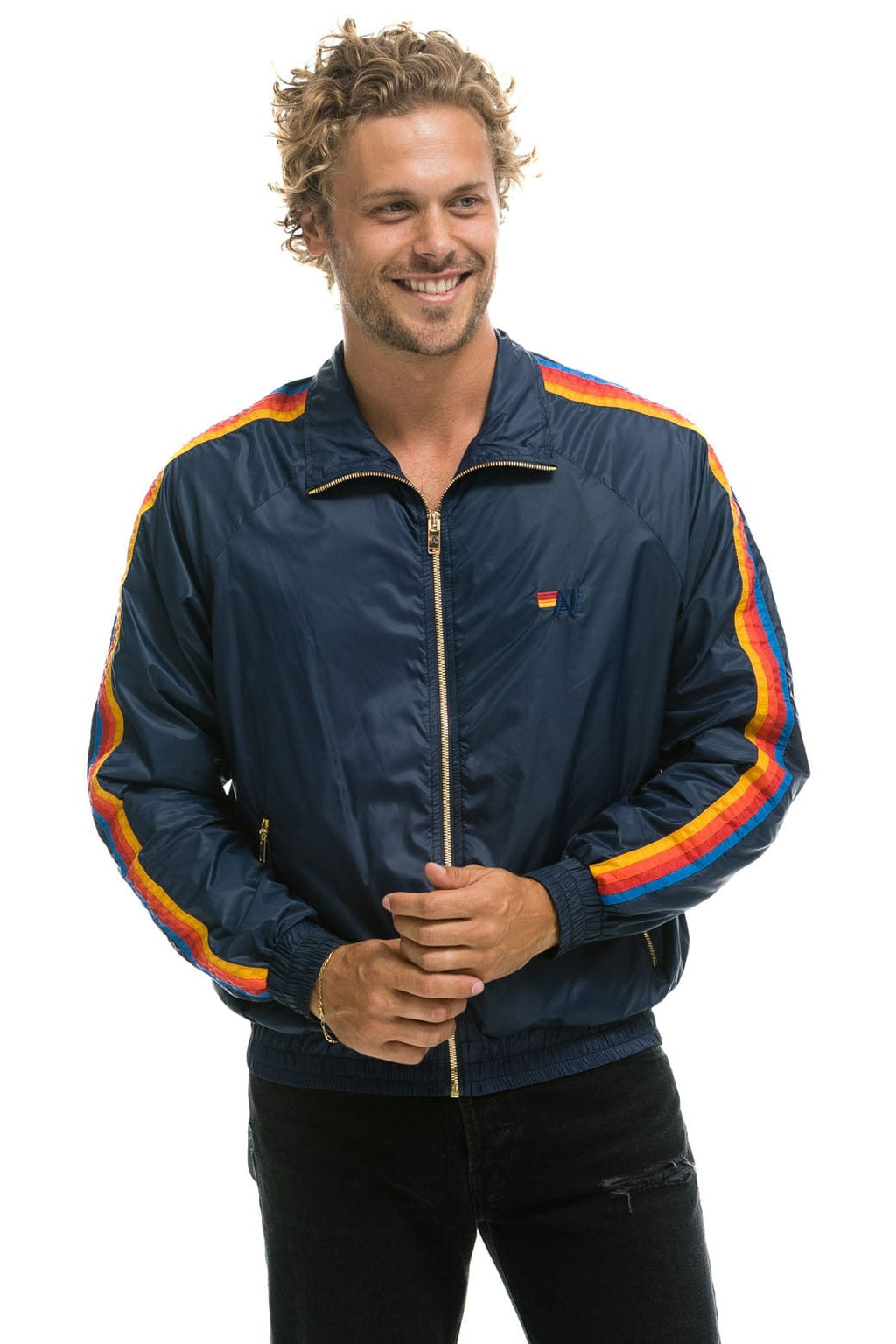 Classic MENS 4 STRIPE WINDBREAKER - NAVY