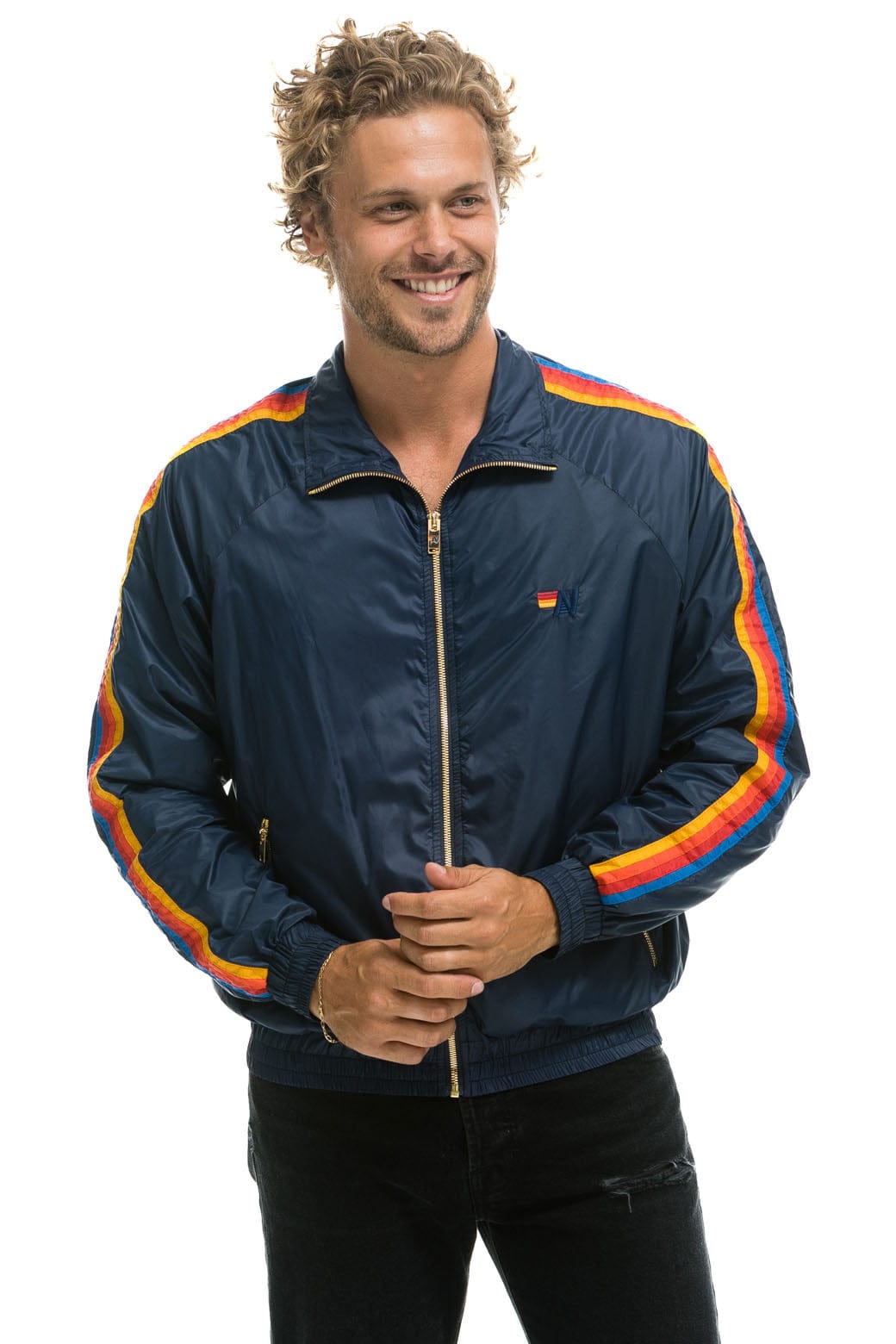 Classic MENS 4 STRIPE WINDBREAKER - NAVY