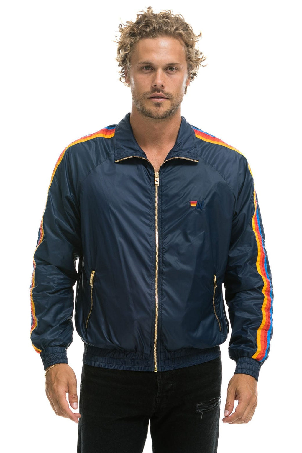 Classic MENS 4 STRIPE WINDBREAKER - NAVY