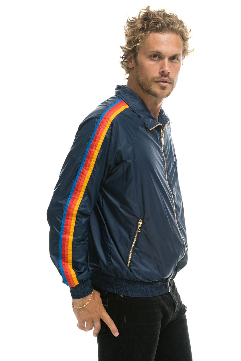 Classic MENS 4 STRIPE WINDBREAKER - NAVY